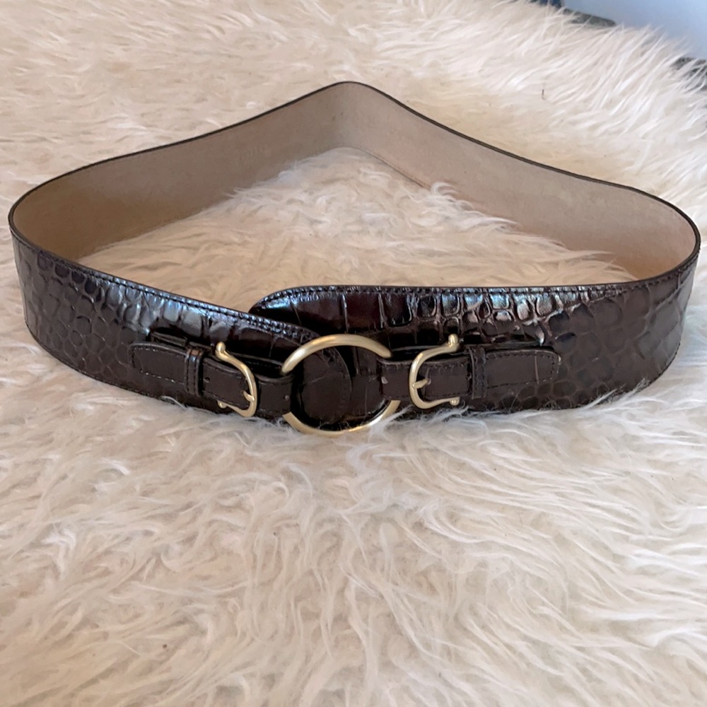 Ann Taylor Crocodile Texture Leather Belt - Size M